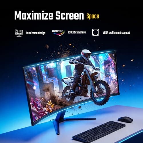 Acer Nitro ED340CUR X0 34 Inch UWQHD Curved Gaming Monitor | 3440x1440 VA Panel | 200Hz (DP) | 1ms VRB | AMD FreeSync Premium | HDR10 | 1500R | 2x HDMI 2.1 + DP 1.4 | Easy Tilt | Speakers | VisionCare 3