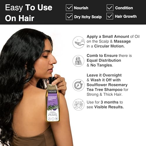 Soulflower Rosemary Lavender Amla Hair Oil for Hair Growth & Hair Fall Control | Anti Dandruff, Dry Scalp, Long & Strong Hair | Natural Essential Oils for Men & Women - 100ml 5