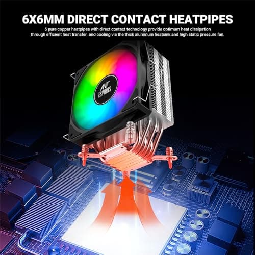 Ant Esports ICE-C612 V2 ARGB CPU Cooler| Support Intel LGA1200, LGA115X, LGA20XX, LGA1366, LGA1700 and AMD FM1, FM2, FM2+, AM2, AM2+, AM3, AM3+, AM4, AM5 4