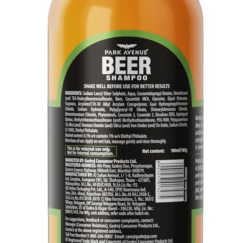 Park Avenue Anti hair fall Beer shampoo for hair fall control, with Hops, Barley, Proteins and Vit. B, 180ml 3