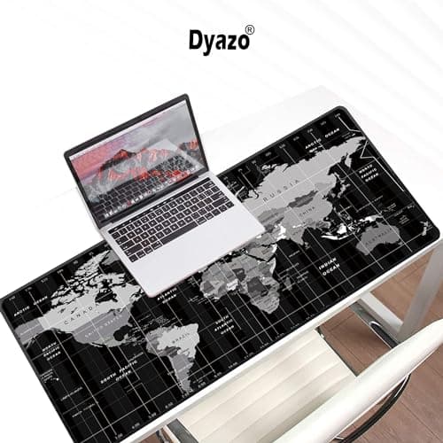 Dyazo Large World Map Anti-Slip Extended Desk Mat| Mouse Pad | Water Resistant Mat for Laptop| Computer Size 800 x 300 x 3 mm (Black No Logo) 4
