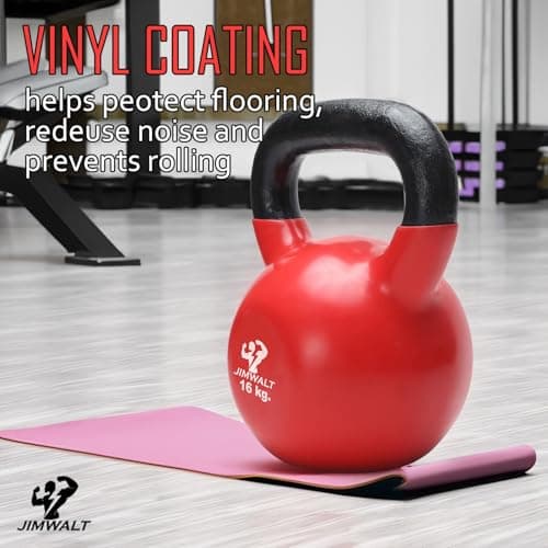 Jimwalt Jimwalt Premium Vinyl Coated Solid Kettlebell - Non Slip Grip| Reach Compliant| From the House of Healthycliq | Sedex Certified| Strength & Cross Training Weight for Home Gym (16KG) 4