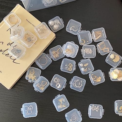 wolpin Jewellery Box Organiser (Pack of 20 Pcs) | Transparent Plastic Storage Case for Rings Earrings Necklace Small Accessories | Multipurpose Home Organizer Travel Friendly Mini Box for Daily Use