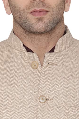 WINTAGE Men's Tweed Casual and Festive Blazer Coat Jacket : Beige2 4