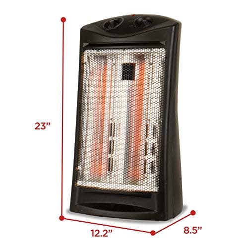 BLACK+DECKER Infrared Radiant Quartz Tower Heater, 1500W Space Heater with Adjustable Thermostat, Portable Heater with 2 Settings, Personal Heater for Home and 3