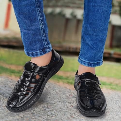 Zixer E7011 Ethnic Wear Wedding Party Half Shoes for Men Mojri Casual Formal Back Open Shoe Casuals for Men Black 5