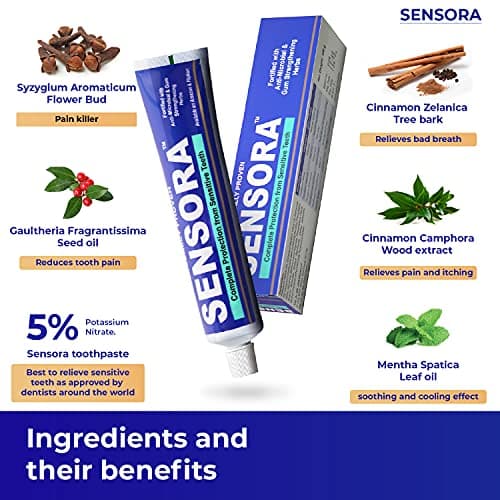 SENSORA Sensitivity Relief Toothpaste with Rapid Relief Formula | Herbal Ingredients | Ideal for Sensitive Teeth |Pack of 3 4