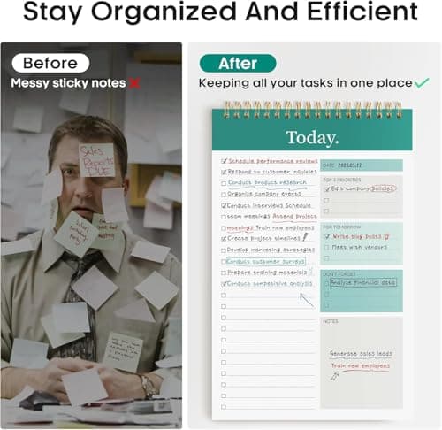 AccuPrints A5 To Do List Notepad - Daily Planner Undated 50 Sheets/100 Pages Tear Off, 5.8" x 8.2" | Planning Memo Pad | Checklist Productivity Note Pad for Work and Personal Organized 5