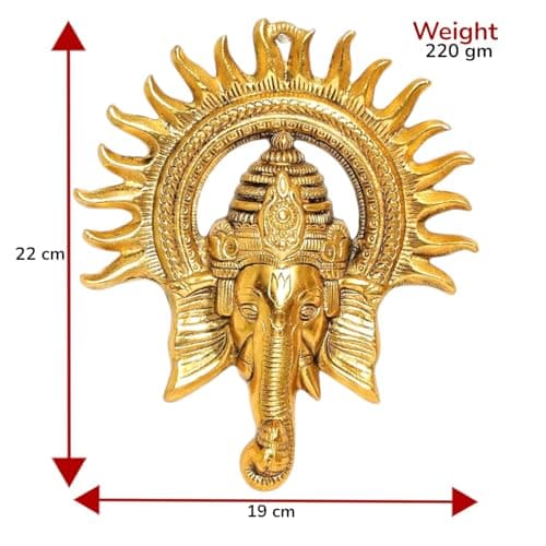KridayKraft Metal Ganesha ji Statue,Ganpati Wall Hanging Sculpture Lord Ganesh Idol Lucky Feng Shui Wall Decor Your Home, Office,Religious Gift Article Decorative,Showpiece Figurines,20 Cm 2