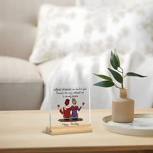 Bs amor Best Friend Birthday Gift Acrylic Plaque Incredible Gifts India Personalized Wooden Happy Birthday best friend For Her Women 5x4 inch 3