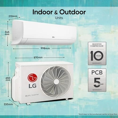LG 2.0 Ton 3 Star Hot & Cold DUAL Inverter Split AC (Copper, Super Convertible 5-in-1 Cooling, 4 Way Swing & HD Filter with Anti-Virus Protection, TS-H24VNXE, White) 5