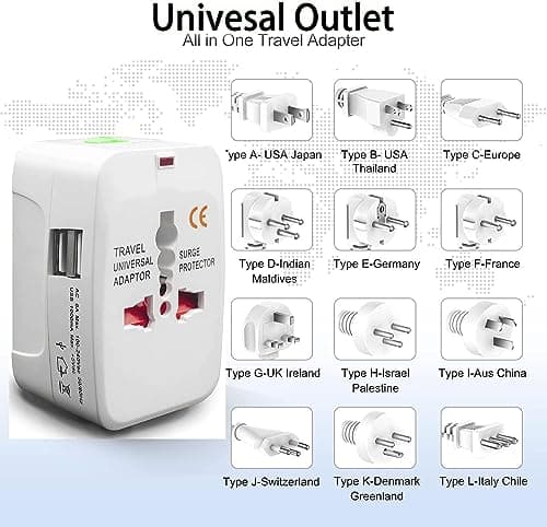rts 224+ Countries Supported 2024 Universal Travel Adapter Plug International All in One Worldwide Universal Travel Adapters Compatible with Smart Phone,Laptop,Mobile,Camera,Tablet,White 3