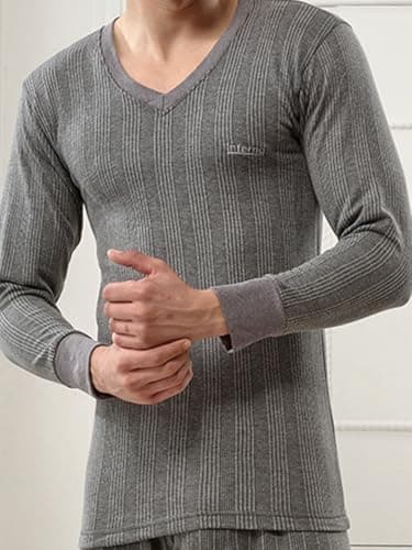 Lux Inferno Cotton Men's Regular Fit Thermal Top (Inferno_Ch_Fs_Vn_90_Charcoal Melange_Large) 5