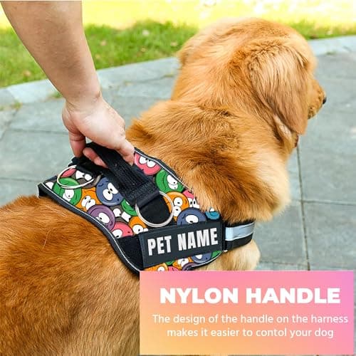 KIKA Pets Personalized Dog Harness|Dog Harness For Shih Tzu With Name|Customized Dog Vest Harness,Small Size (For 5-12 Kg Dogs,Groovy Emoji,Multicolor) 4