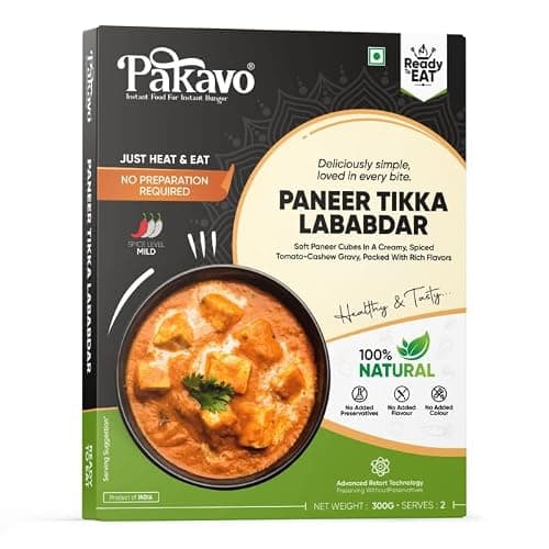 Pakavo Paneer Tikka Lababdar | Pure Veg | Ready To Eat Indian Dish | No Added Preservatives and Colours | Just Heat & Eat | Delicious & Tasty - 300g
