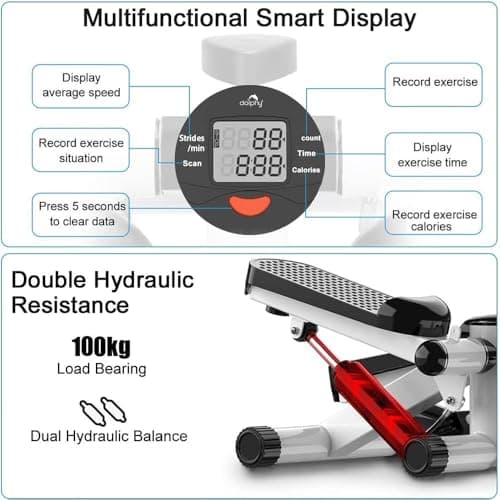 Portable 2-in-1 Mini Stepper Machine with Adjustable Resistance Bands, LCD Monitor,Legs, Thighs, Waist,Tone Your Buttocks, Cardio Exercise and 2 Bungee Cords for Home/Gym Workouts for All. 3