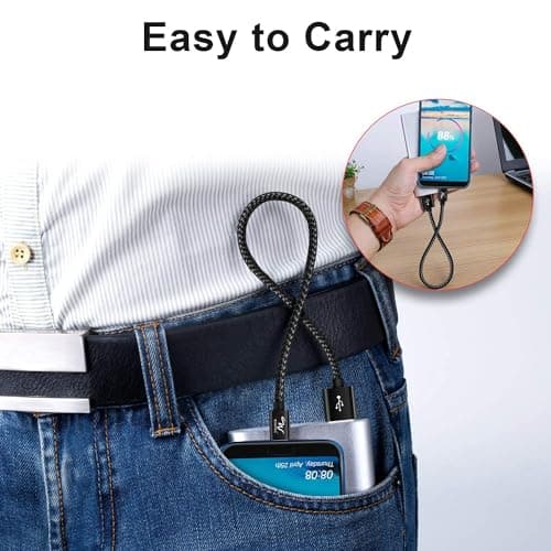 Wayona USB Type C Short 65W/3A Fast Charging Data Cable for Powerbank, Android Auto, Apple CarPlay, Samsung Galaxy S24, S23, S22, S21, S20, iPhone 15, 15 Pro, 15 Pro Max, 15 Plus (0.25M, Black) 5