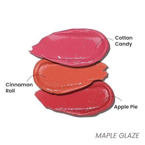 LAMIOR Peptide Glaze Lip Balm Combo - 3 in 1 Formula for Glossy Shine, Healing & Nourishment for Dry Dark & Pigmented Lips with Shea Butter, Non Sticky Lip Balm for Women, (Maple Glaze, Pack of 3) 3