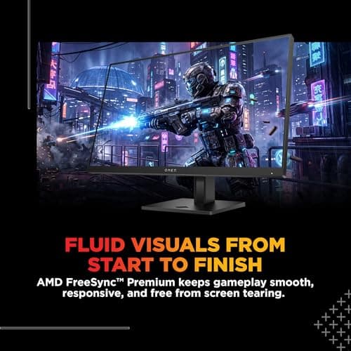 HP OMEN Gaming Monitor, 23.8 inch(60.5 cm) FHD, 165Hz, 3-Sided Borderless, 300 nits, Pivot Rotation, Anti-Glare, Height Adjustable, Eye Ease (Eyesafe® Certified), 780F0AA (Black) 4