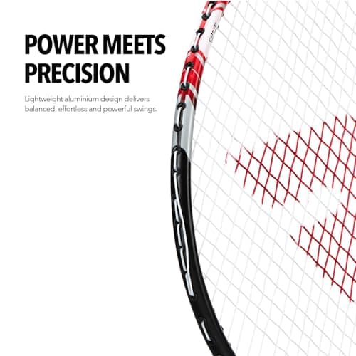 Boldfit Badminton Rackets Aluminium Badminton Racket with Full Cover Bag Standard Shuttle Bat Match Shuttle Bats Lightweight Badminton Shuttle Bat Aeroflex - Red Set 2
