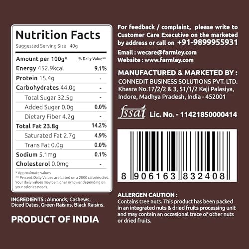 Farmley Panchmeva Dry Fruits Mix, 405g I Fit for Fasting | Healthy Snacks Mixed Nuts Contains Almonds, Cashews, Dates, Black Raisin, Green Raisin 2