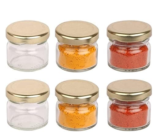 Pure Source India Round Mini Glass Jar Containers, Food Grade and BPA Free With Airtight Cap - 20 Gram, 10 Pieces, Clear 2