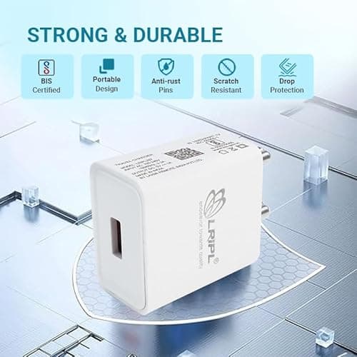 LRIPL 5V 1A USB Charger with Micro USB Data Cable – Compact Single Port Wall Adapter for Mobile Phones, Bluetooth Devices, Smartwatch, Earphones & Small Gadgets (White) 3