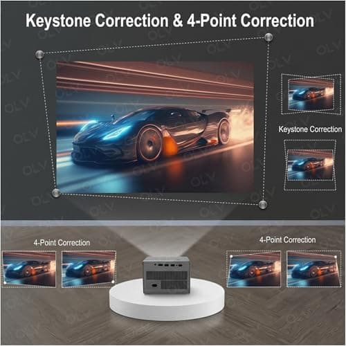 OLV Portable Smart Mini Projector for Room 8K Input, 4K Supported, Android 13, WiFi 5, Bluetooth 6.0, 3W Speaker, HDMI, USB Support, Compatible with TV Stick/Windows/iOS/Android Home Theatre Projector 3