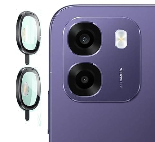 MOBIKTC Camera Glass Ring Lens Protector For Oppo K14 5G, 9H Hardness,Full Coverage Camera Metal Ring Ultra-Thin/Clear/Black [Pack Of 2]