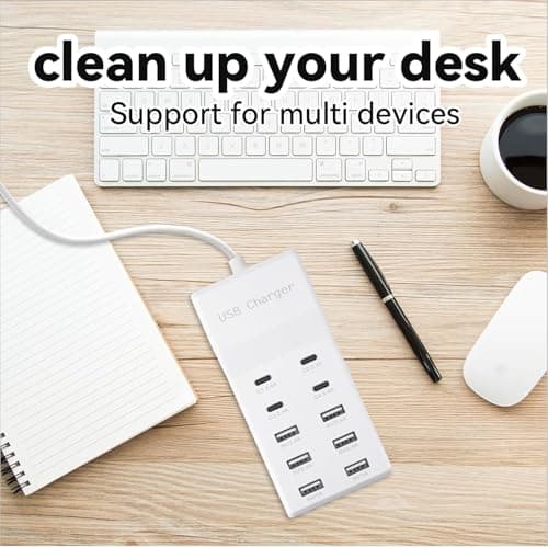 Naviscinest Charging Station with 6 USB-A & 4 USB-C Ports, 50W 10A USB Charging Block for Smart Phone, Tablet, Laptop, Multiple Devices - USB Power Strip with Auto-Detect Technology 4