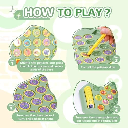 Flipping Chess Match Game Montessori Memory Matching Board Game for Kids | Fruit OR Animal Theme Puzzle with Chips & Sticks | Educational Brain Teaser Development Activities for Toy 4