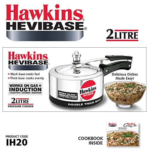 Hawkins Hevibase Induction Compatible Aluminium Inner Lid Pressure Cooker, 2 Litre, Silver (IH20) 2