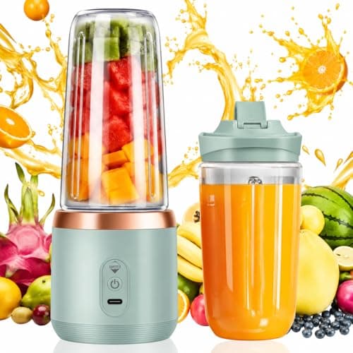 Zancia Portable Blender Electric Juicer USB Rechargeable Fruit Mixers Mini Personal Smoothie Maker 6 Blades 3 Gears Ideal for Smoothies, Protein Shakes, Fresh juices, sauces -1500mAh Battery