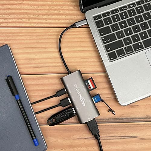 Amazon Basics USB-C Hub Dock 7-in-1 with 4K 30HZ HDCP Compliant, Aluminium Type C Adapter with 4K HDMI Port, USB 3.0 Port, USB-C Power Delivery, TF/SD Card Reader, Mac and Windows USB-C Devices 5