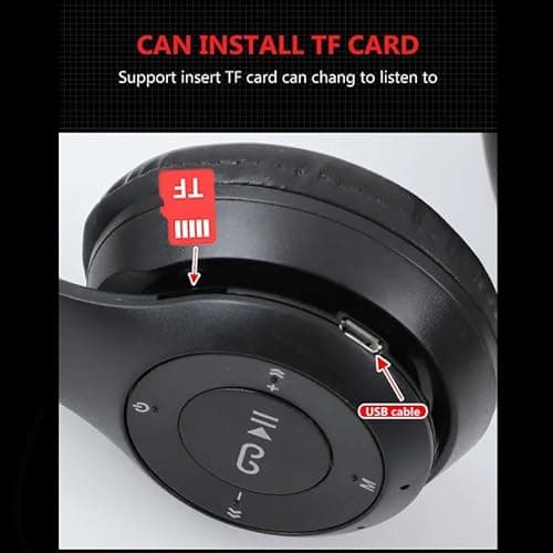 P47 Wireless Over Ear Headphones Bluetooth with Mic (Black) 5