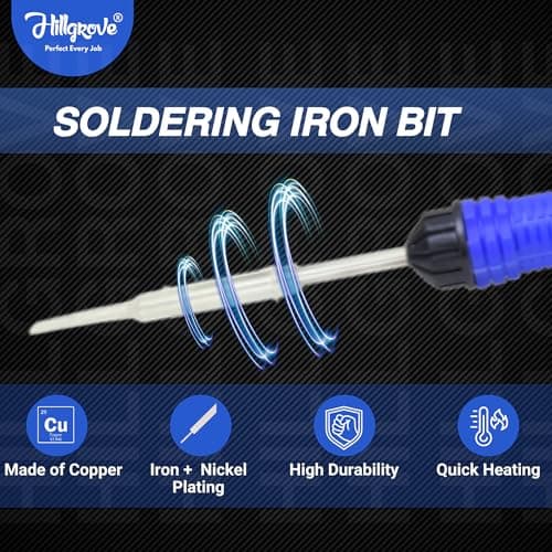 Walkers Hillgrove 10In1 Biggers 25W Corded Electric Soldering Iron Kit 25 W Simple (Flat, Conical Tip) 3