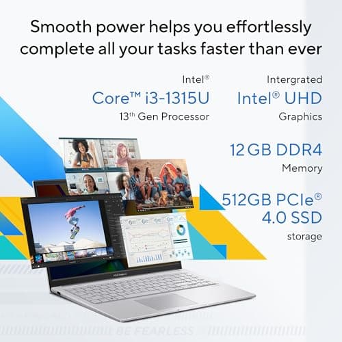 ASUS Vivobook 15, Intel Core i3 13th Gen 1315U, 12GB RAM, 512GB SSD, FHD 15.6", Windows 11, Office Home 2024, Cool Silver, 1.7Kg, X1504VA-BQ331WS, Intel UHD iGPU, Thin & Light, 42Whrs Laptop 2