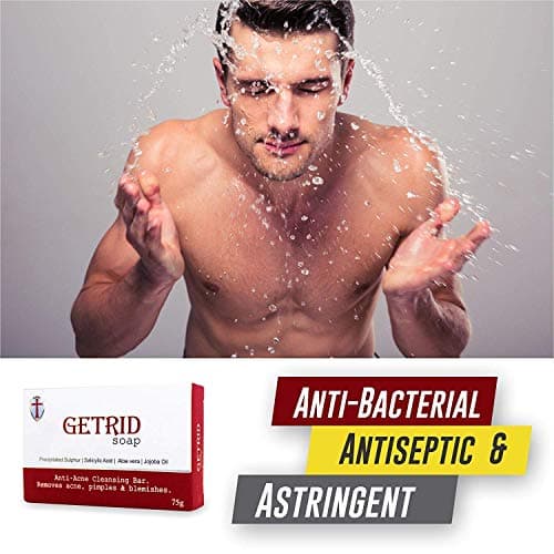 Getrid Soap Bar 75g (Pack of 6) | Precipitated Sulphur and Salicylic Acid Cleansing Bar | Enriched with Aloe Vera and Jojoba Oil | Deep Cleansing Exfoliating Soap for Oily and Acne-Prone Skin | For Fa 4