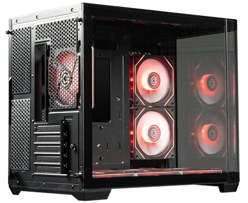 Circle Lucid Curve MX Mid Tower Computer Case | Gaming Cabinet - Black | Panoramic Curved Glass | Supports M-ATX and ITX | Pre Installed 3X Bottom, 2X Side and 1X Rear 120MM Infinity Mirror ARGB Fans 4