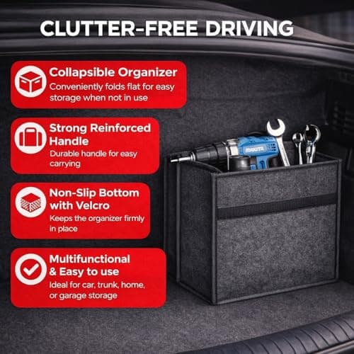 JVCV® Car Trunk Boot Organizer, Car Storage and Organizer Anti Slip Car Accessories Organizer for Car, Suv, Sedan, Truck, Minivan Anti Slip Bottom (Small). 5