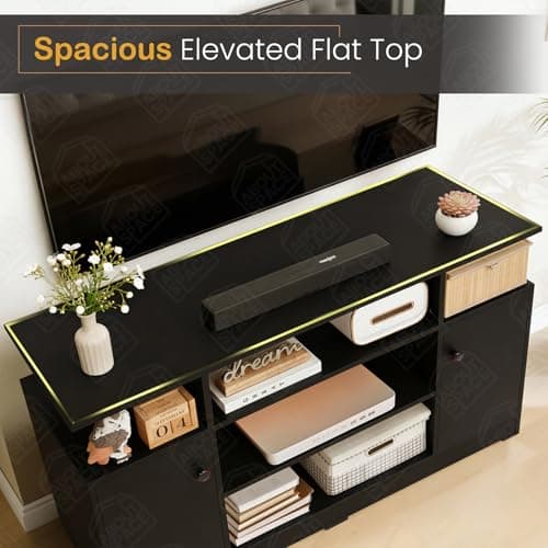 ABOUT SPACE TV Unit - Engineered Wooden TV Stand with Adjustable Shelf Storage Cabinet with Door for Console, Home Theatre, Books for Living Room - DIY Entertainment Unit for 32-50 Inch - Black 5