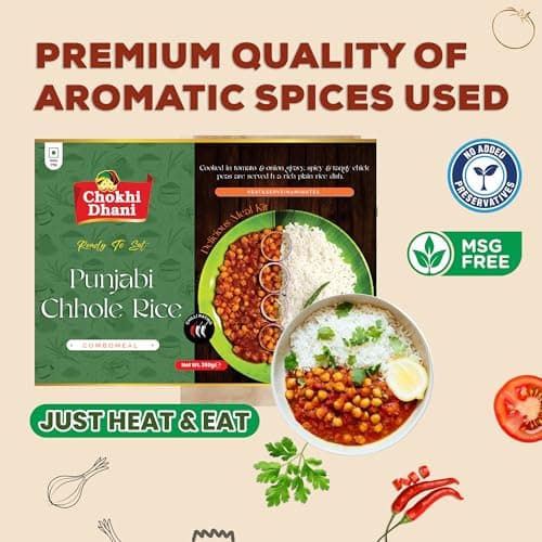 Chokhi Dhani Punjabi Chole with Rice Pack of 2 (350g Each) | Amritsari Chole Chawal Ready to Eat Meal | Heat & Eat Instant Veg Food | North Indian 3