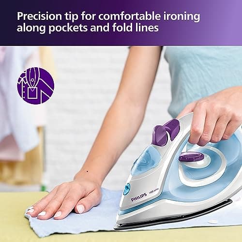 PHILIPS Aluminum Gc1905 1440-Watt Steam Iron With Spray (Blue) & Classic Gc097/50 750 Watts Dry Iron (Peach) 4