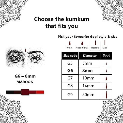 Eyetex Pallavi Sticker Bindi/Pottu|Gopi/Tilak|Aloe Vera & Papaya Extracts|Breathable Non-Irritating Velvet Fabric|G6|Maroon|20 Flaps 4