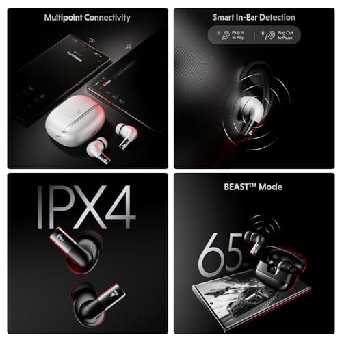 Boat Airdopes Ultra Pro, 100Hrs Battery, Dual Pairing, Spatial Audio,App Support, Fast Charge,4Mics ENx, v5.3 Bluetooth Earbuds, TWS Ear Buds Wireless Earphones with mic (Zinc White) 4