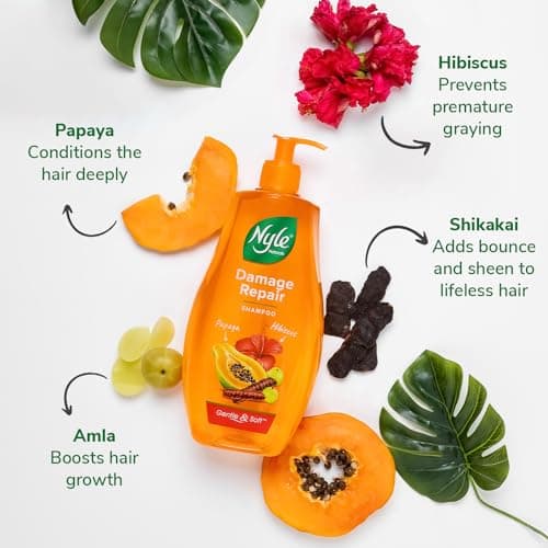 Nyle Naturals Damage Repair Anti Hairfall Shampoo, With Shikakai And Hibiscus,Gentle and soft shampoo, PH balanced and Paraben free, For Men and Women, 400ml 4