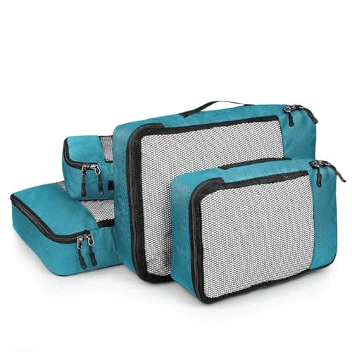 FATMUG Packing Cubes Travel Pouch, Bag Suitcase Organiser Set of 4 ( 2 Medium, 2 Small) - Sky Blue Polyester
