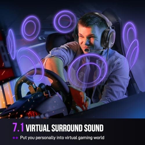 FIFINE Gaming Headset for PC, USB Streaming Headset with 3.5mm Headphones Jack, Detachable Microphone, 7.1 Surround Sound for PS4 PS5, Over-Ear Black Headphone-H9 5