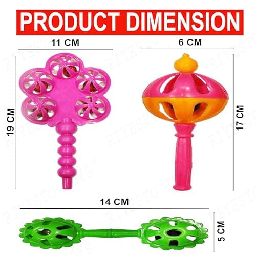RIYESTO TOYS Baby Products Toys 4 Pcs Rattle Set Jhunjhuna Toy for New Born Baby Gifts Toy for Babies Colorful Attractive Plastic Non-Toxic (Set of 4) 5