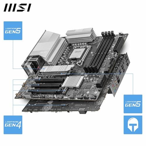 MSI PRO B860M-A WiFi Motherboard, mATX - Supports Intel Core Ultra Processors (Series 2), LGA 1851 - DDR5 Memory Boost 8800+ MT/s OC, 1 x PCIe 5.0 x16, 1 x M.2 Gen5, 5G LAN, Wi-Fi 7 5
